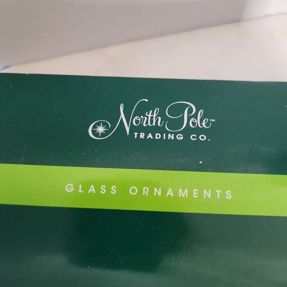 Set of 3 North Pole Hand Blown Glass Ornaments Hand Painted Glitter Butterfly - Picture 4 of 4